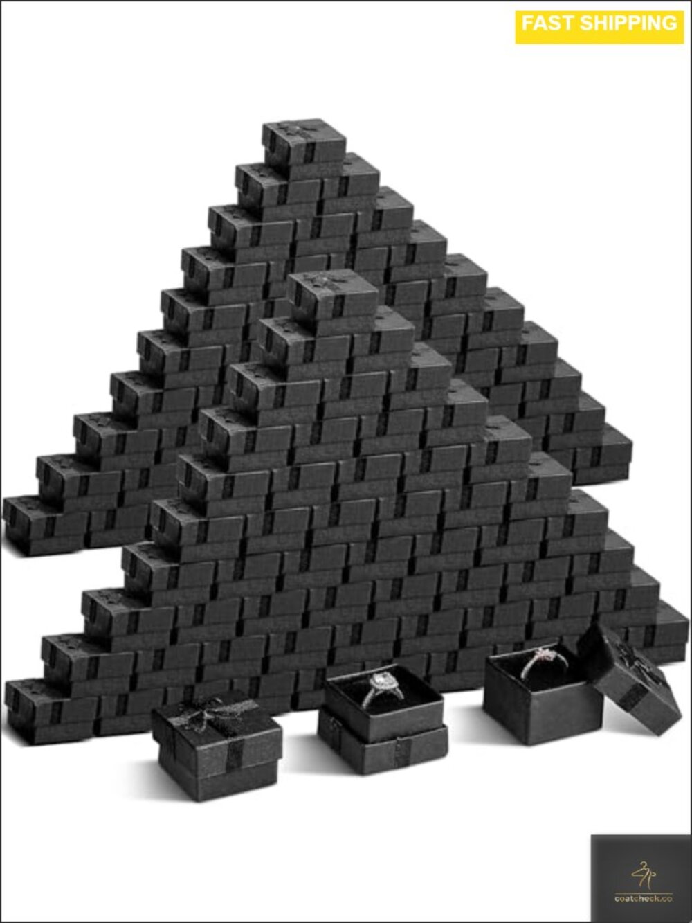 200 Pcs Small Ring Gift Boxes with Lids Cardboard Velvet Insert